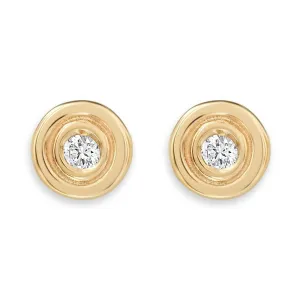 Double Ring Stud Earrings With Diamond