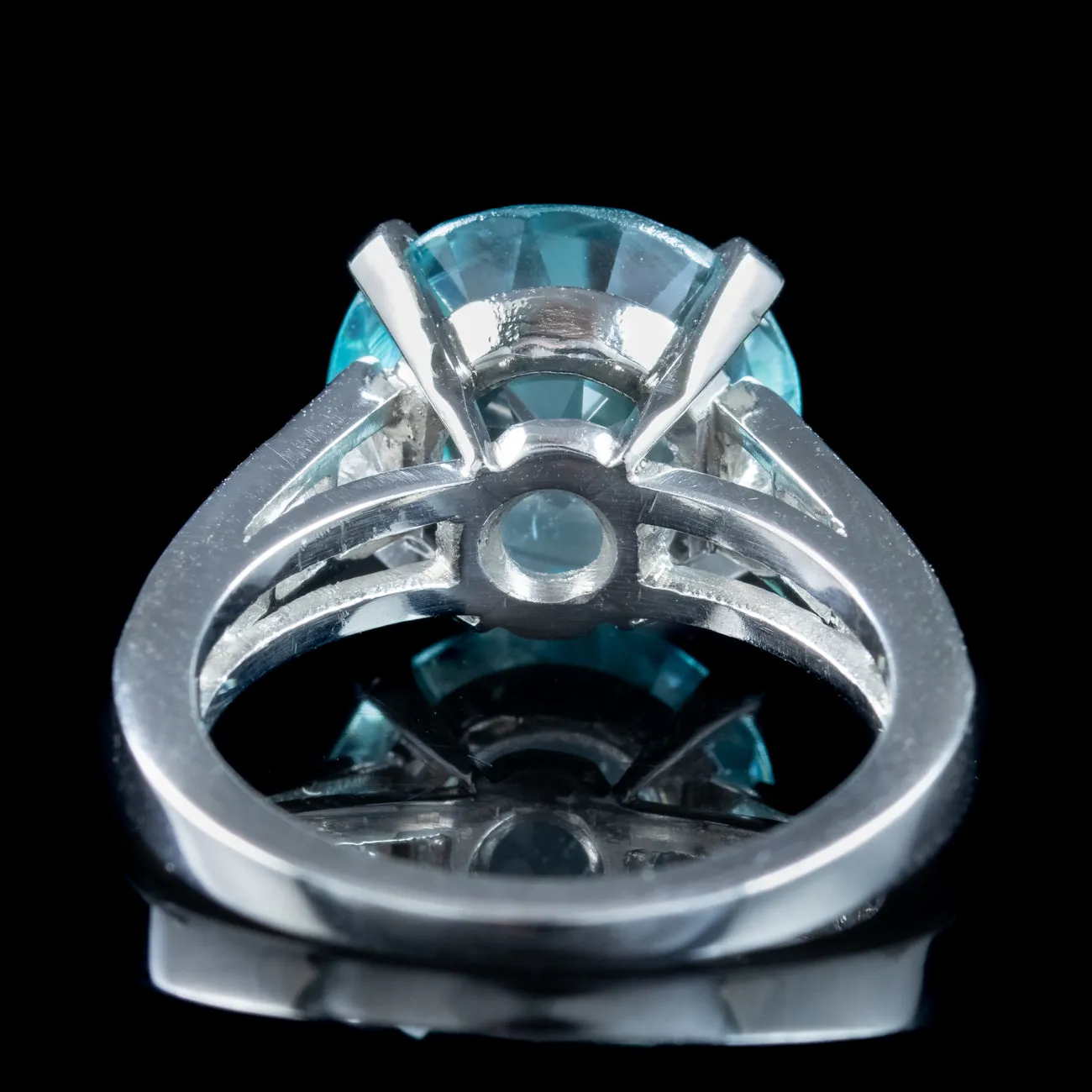 Edwardian Style Blue Zircon Diamond Solitaire Ring 5ct Zircon