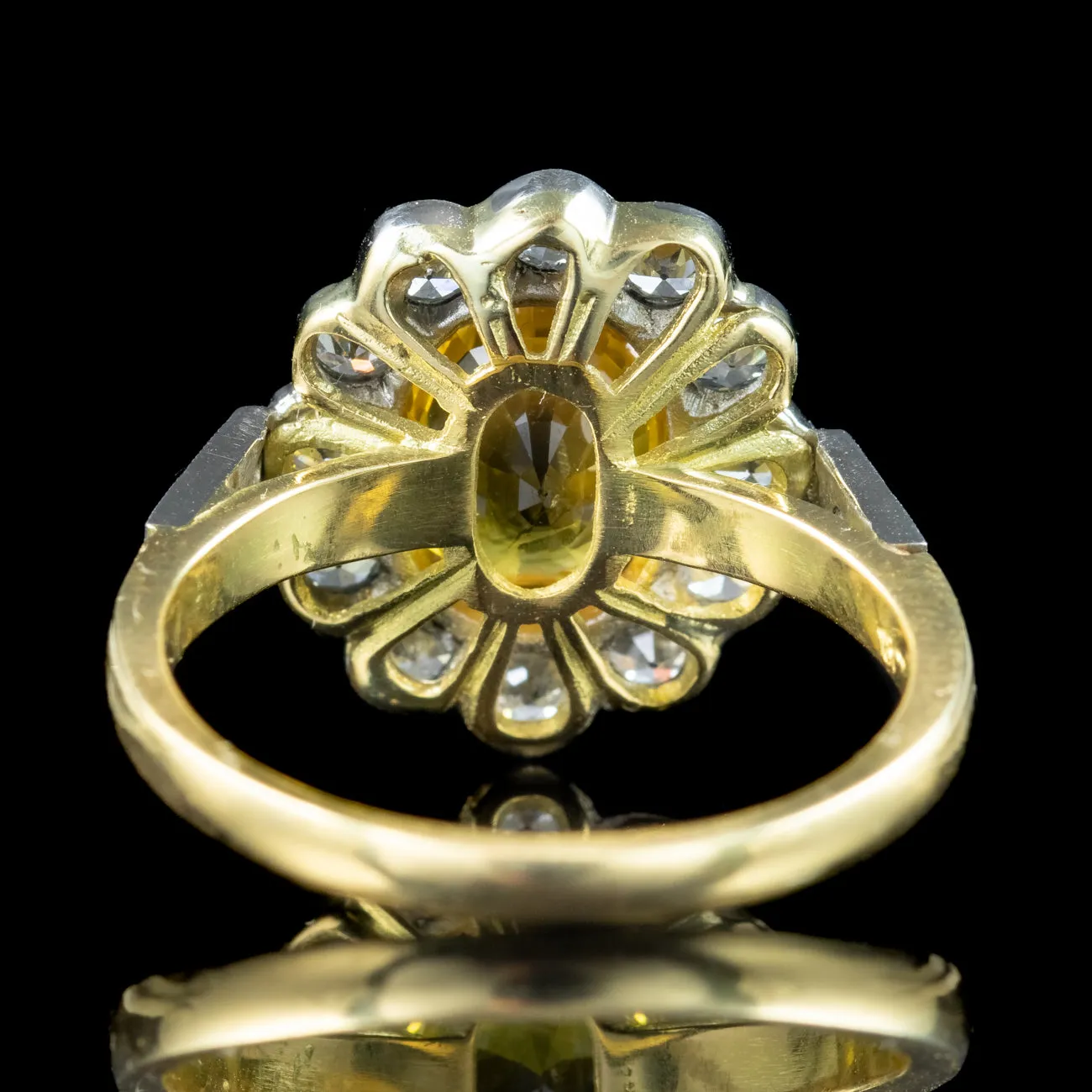 Edwardian Style Yellow Sapphire Diamond Daisy Cluster Ring 2.1ct Sapphire