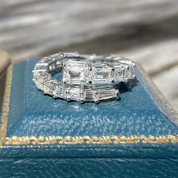 Emerald Cut Diamond Bypass Ring