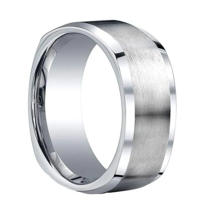 EMERITUS Benchmark Square Cobalt Chrome Wedding Band with Brushed Center - 9 mm