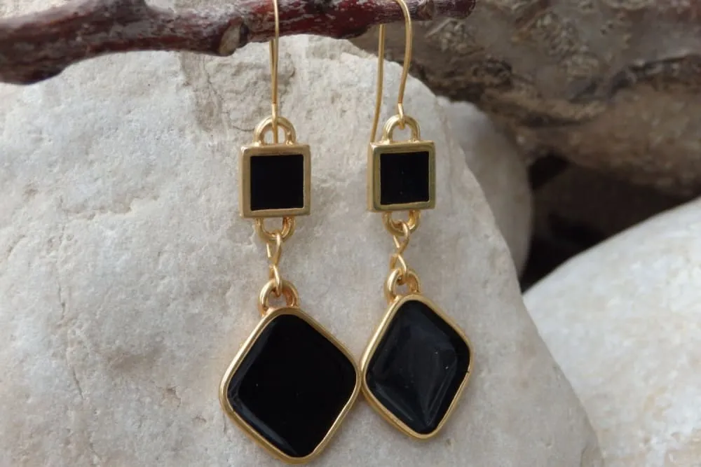 Enamel Black Earrings