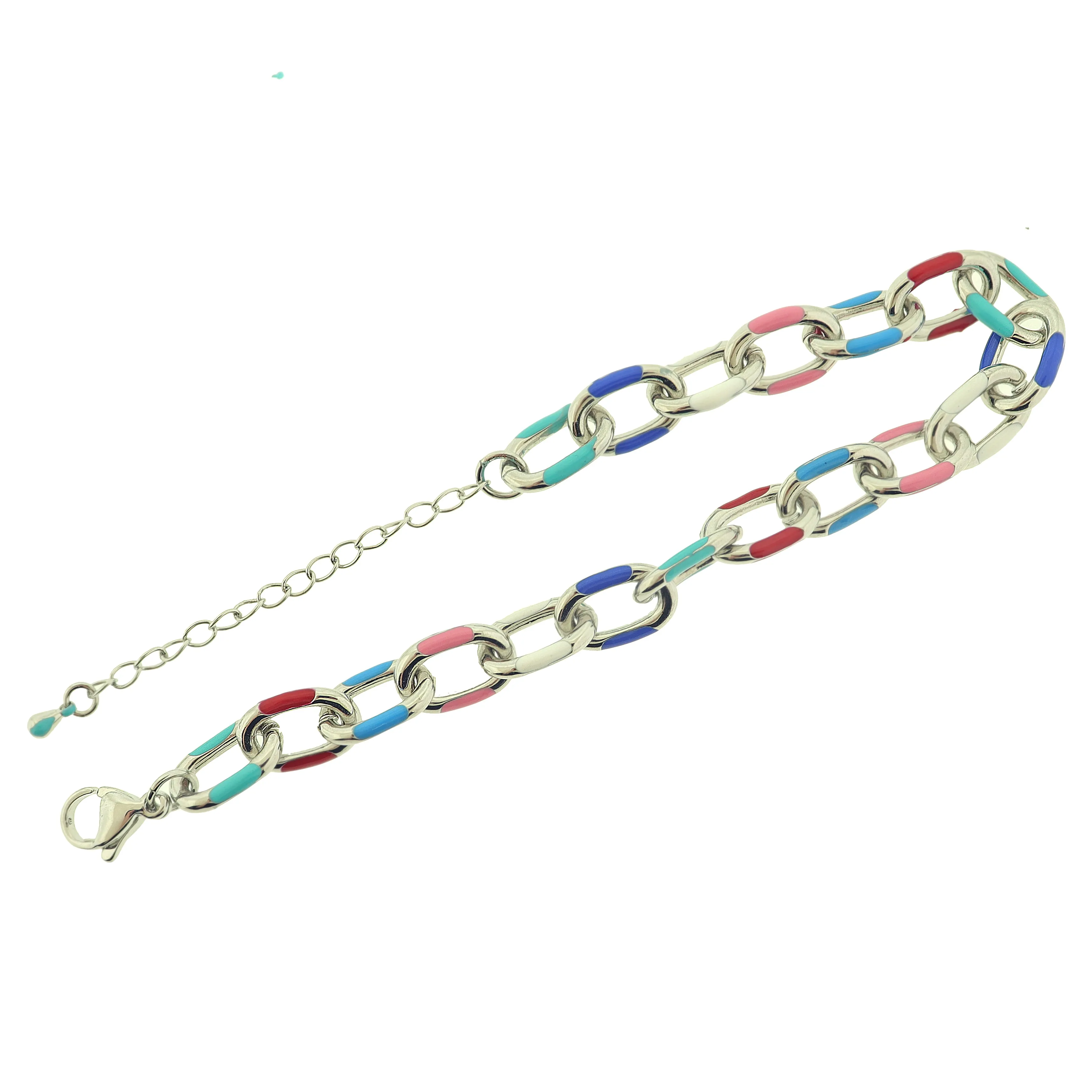 Enamel Cable Chain Bracelet 7" - Super Fun! - 9mm - 1 Bracelet- N127