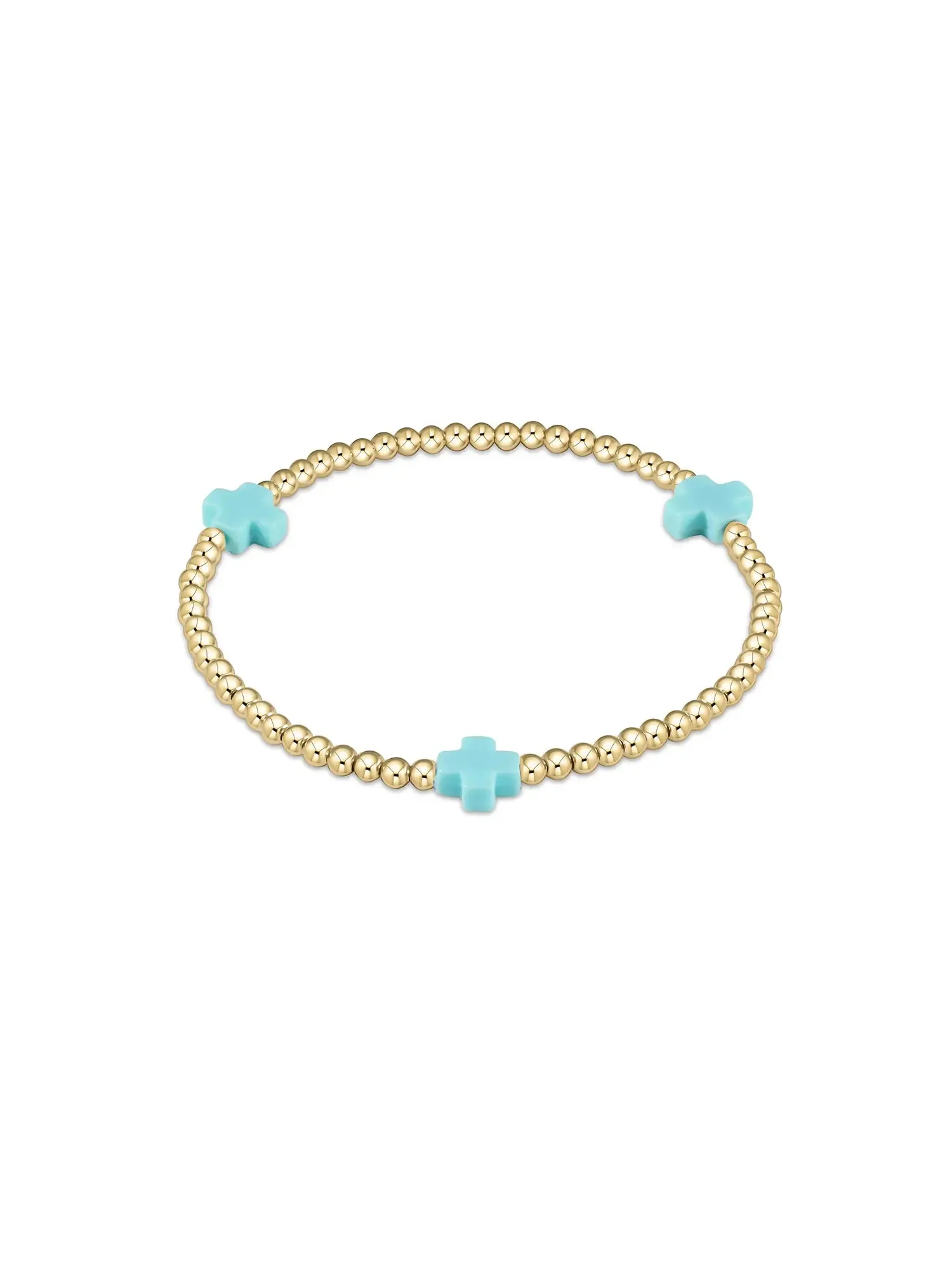 enewton Signature Cross Pattern Gold Bead Bracelet: 3mm