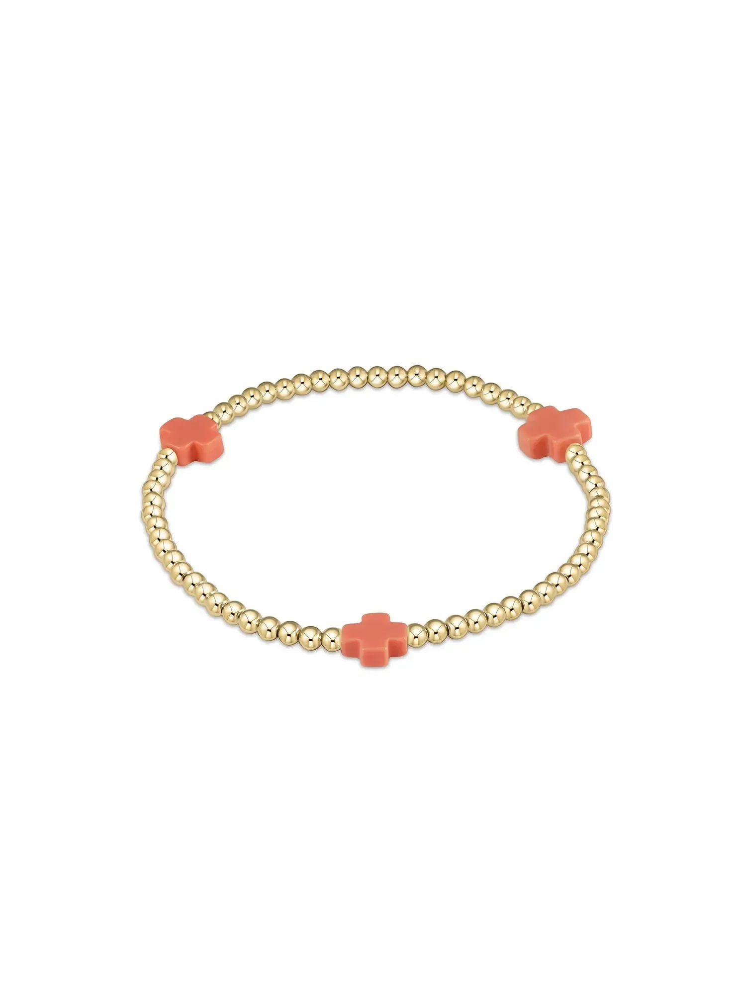 enewton Signature Cross Pattern Gold Bead Bracelet: 3mm