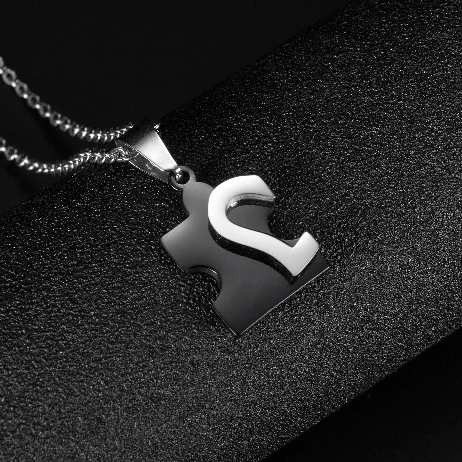 Engravable Half Hearts Puzzle Couple Necklaces Set