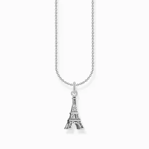 Essentials Sterling Silver White Zirconia Eiffel Tower Necklace KE2236-643-14-L45V