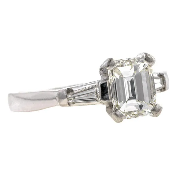 Estate Engagement Ring,  Emerald Cut 1.41ct.