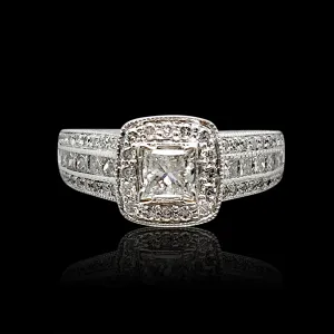 Estate Princess Cut Diamond Halo Ring