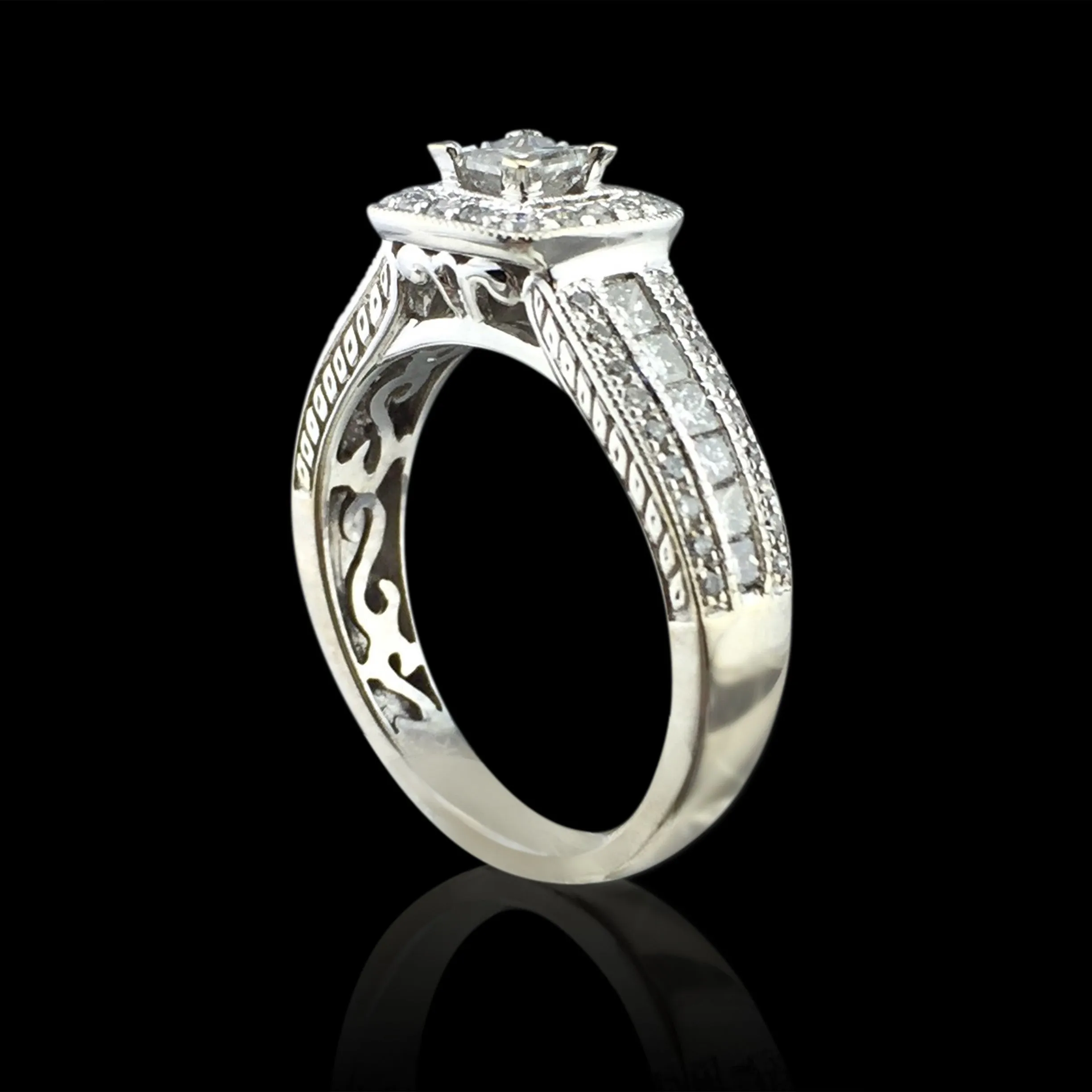 Estate Princess Cut Diamond Halo Ring