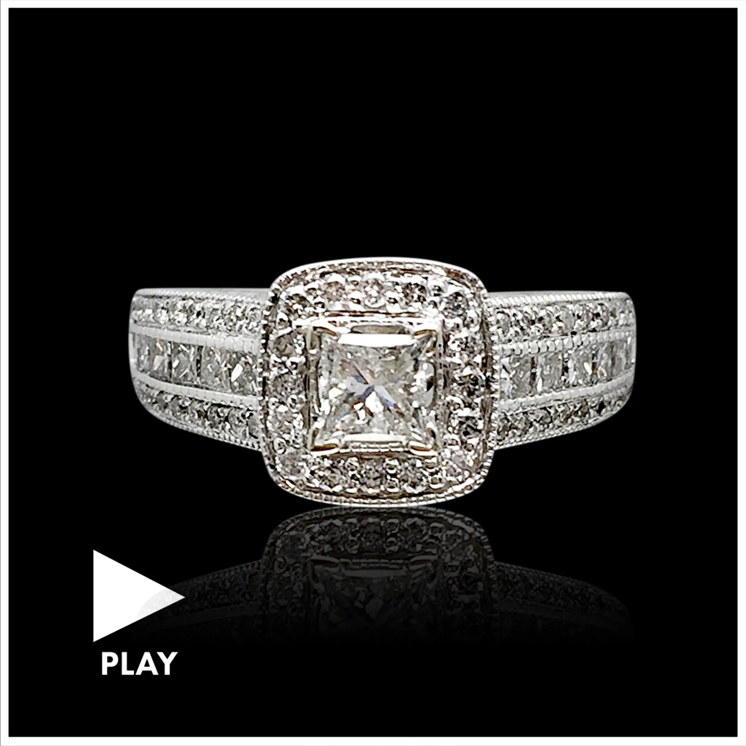 Estate Princess Cut Diamond Halo Ring