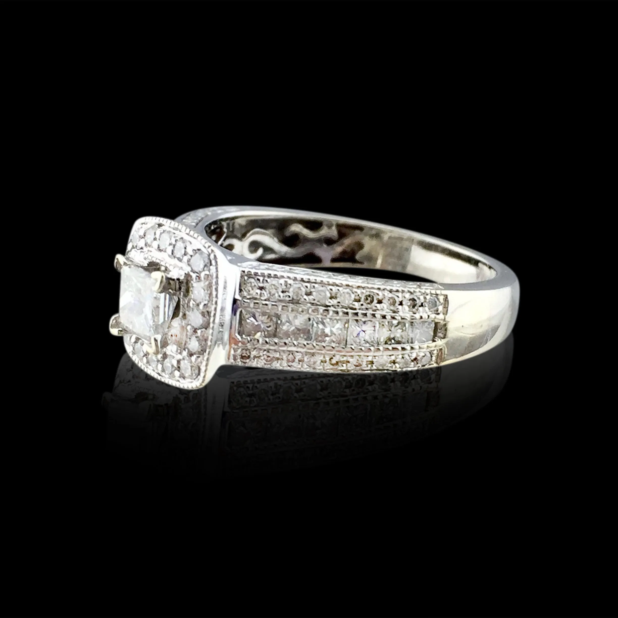 Estate Princess Cut Diamond Halo Ring