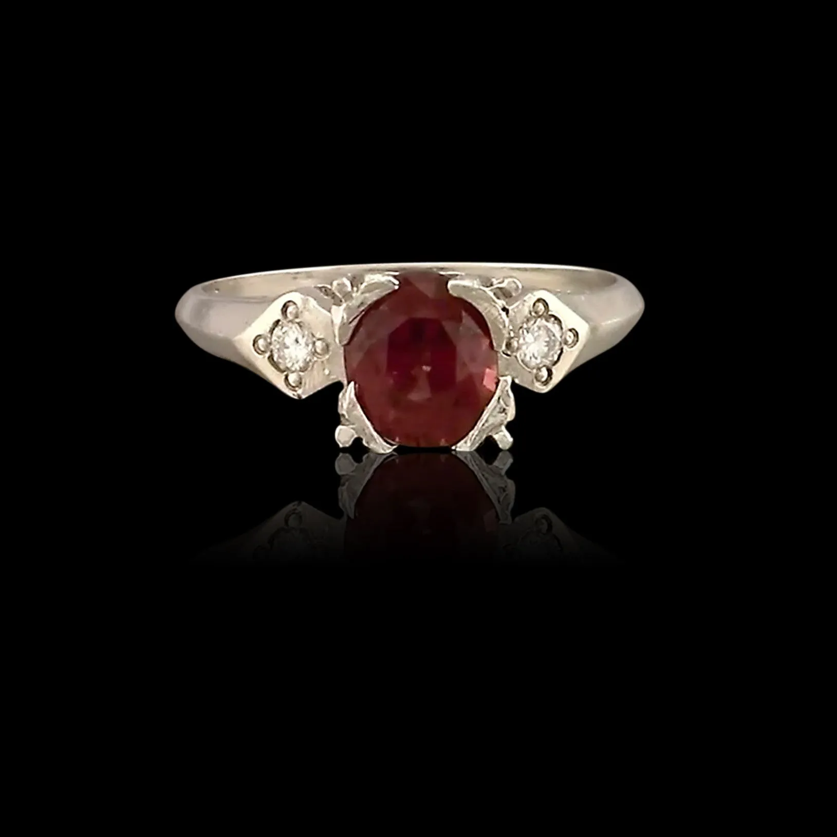 Estate Ruby Diamond Platinum Ring