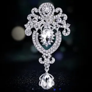 Fashion Crown Crystal Corsage Pendant Glass Brooch