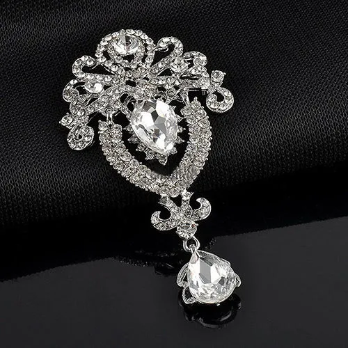 Fashion Crown Crystal Corsage Pendant Glass Brooch