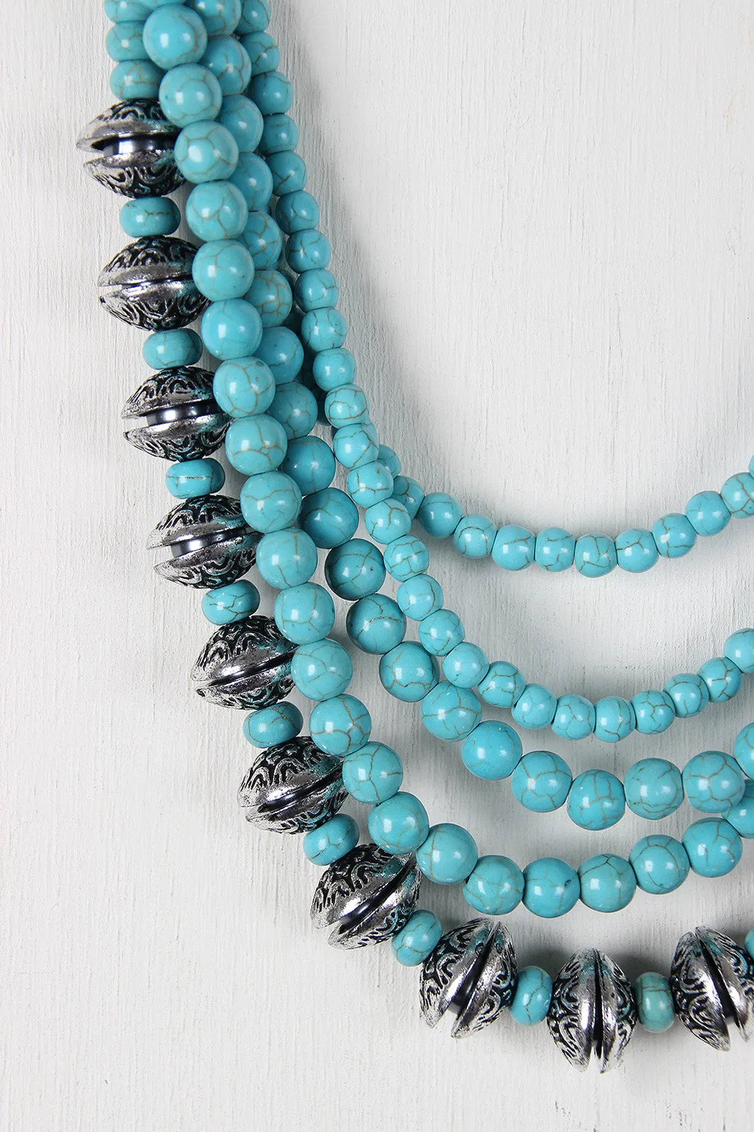 Faux Turquoise Beaded Statement Necklace