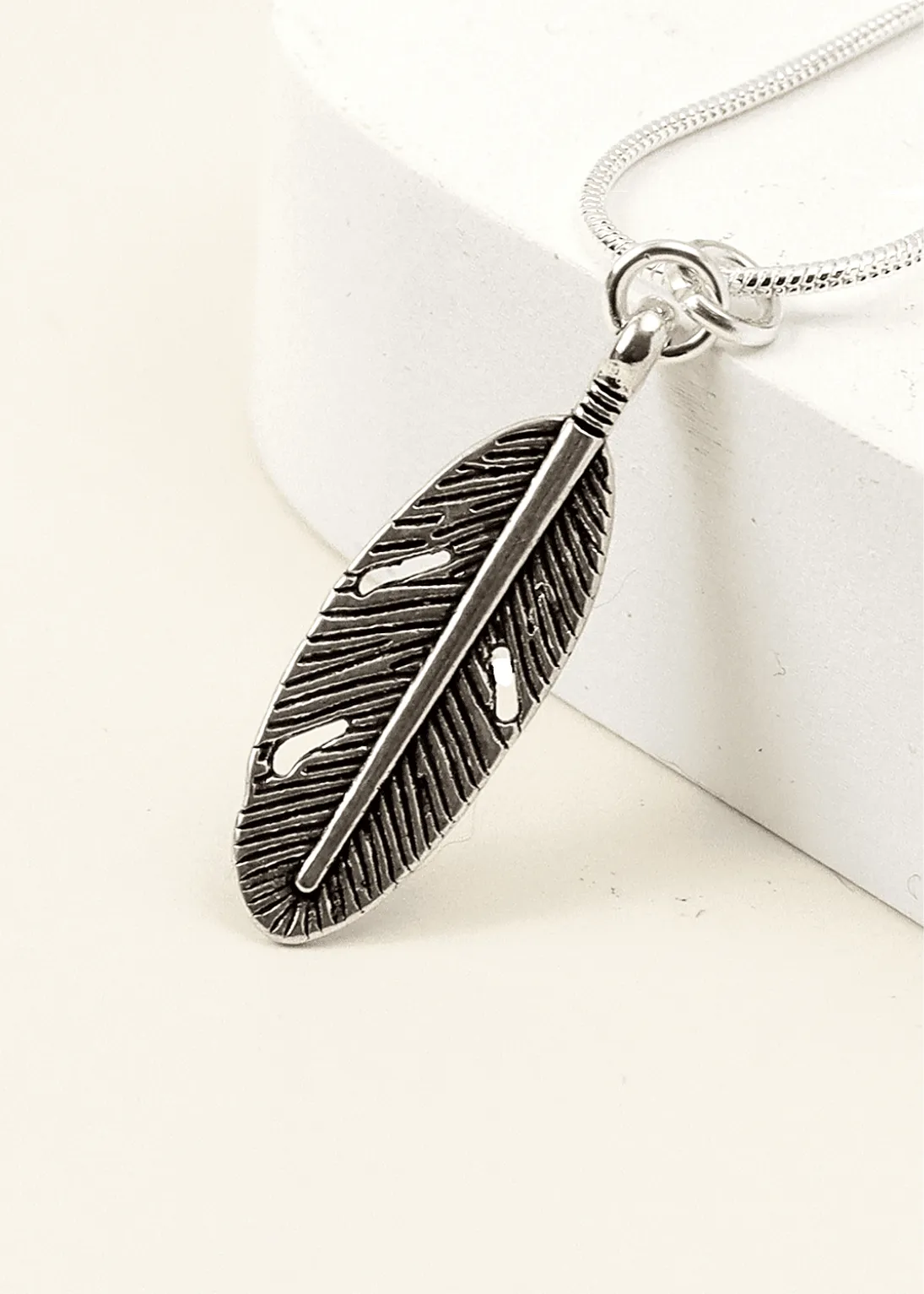 Feather Silver Necklace