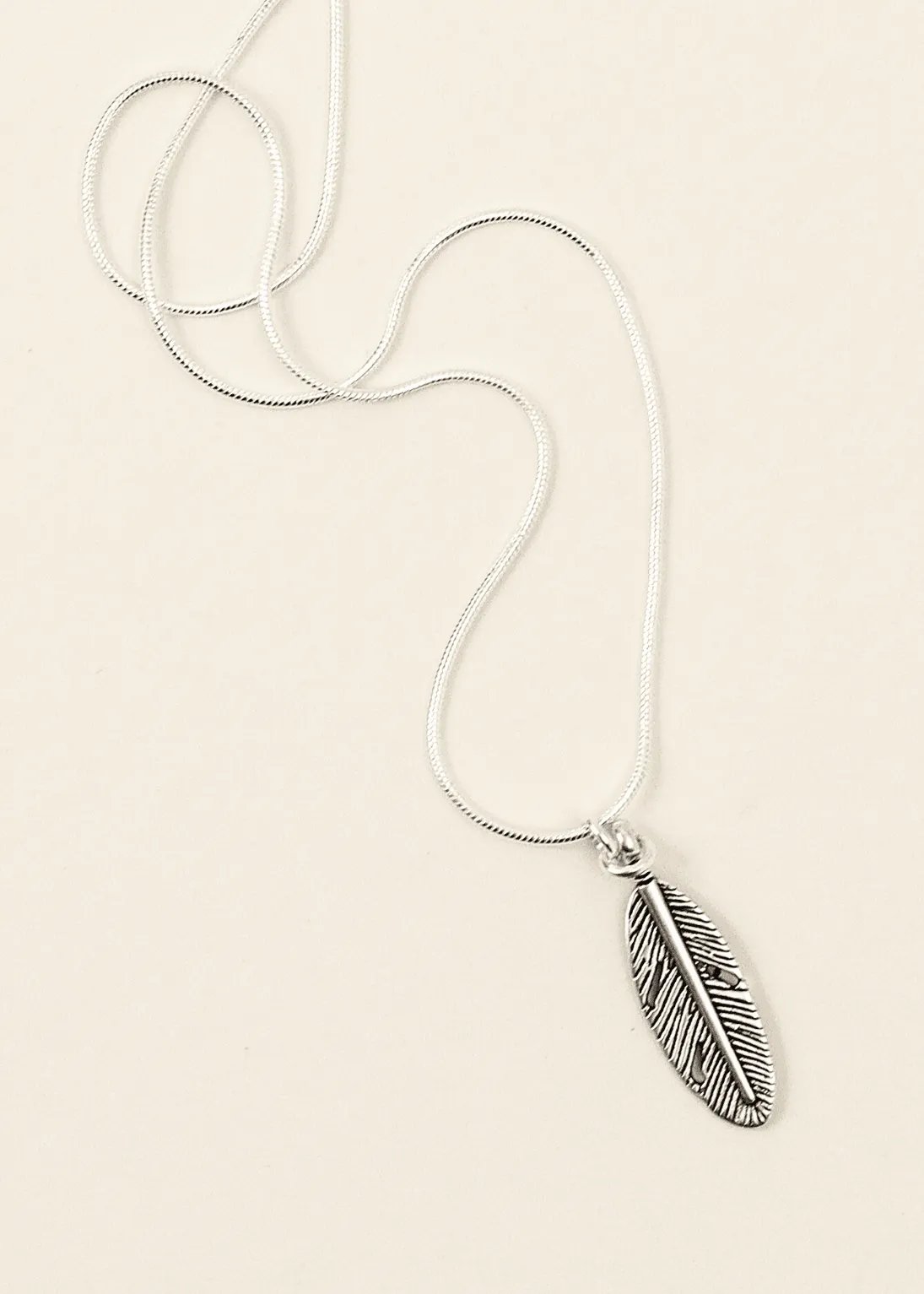 Feather Silver Necklace