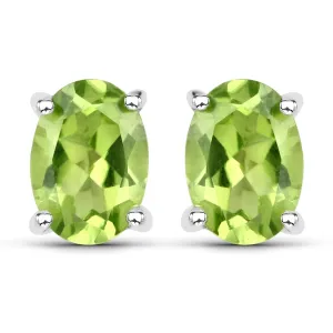 Genuine 1.66 Carat Peridot .925 Sterling Silver Earrings