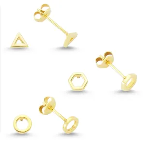 Geometric Ear Stud (Set) in Gold