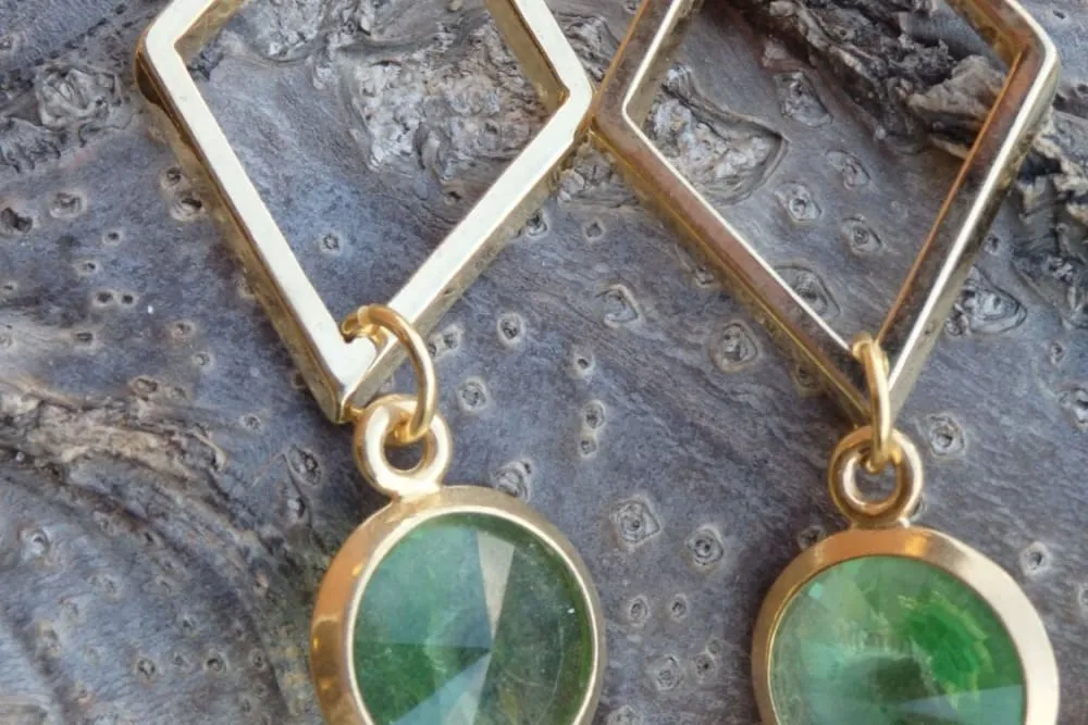 Geometric Green Earrings