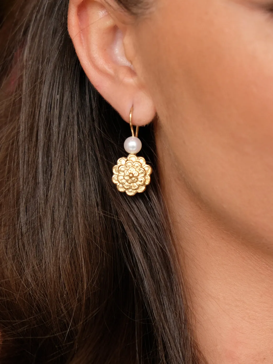 Gold Dahlia Earrings