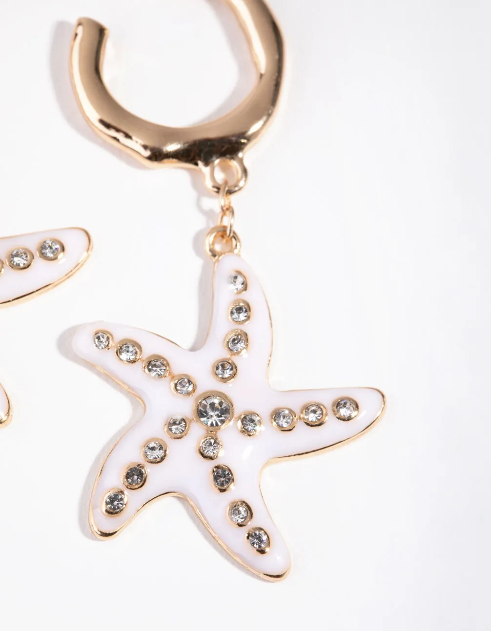 Gold Diamante Starfish Earrings