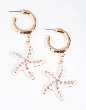 Gold Diamante Starfish Earrings