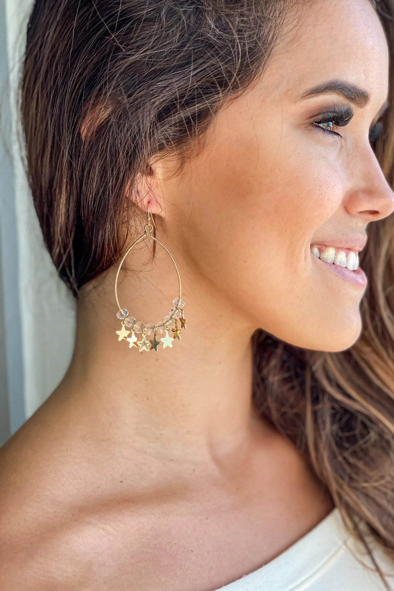 Gold Earrings with Star Charms