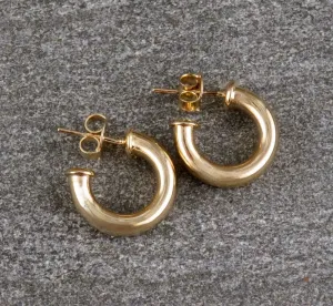 Gold Filled Post Hoop Earrings - Small