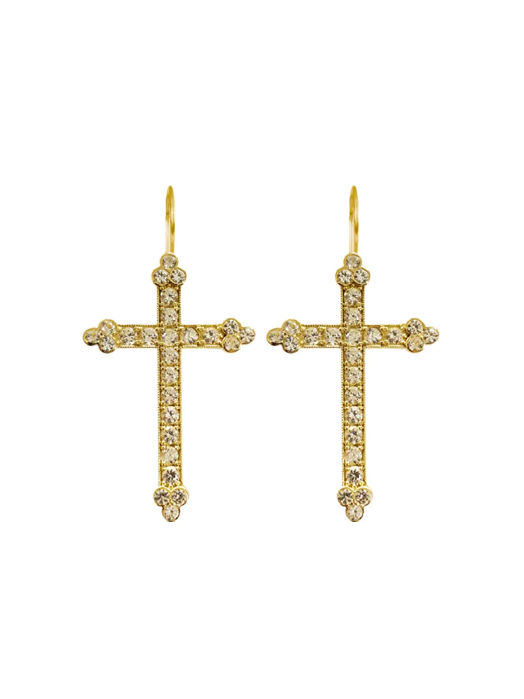 Gold Victorian Cross Earrings