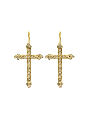 Gold Victorian Cross Earrings