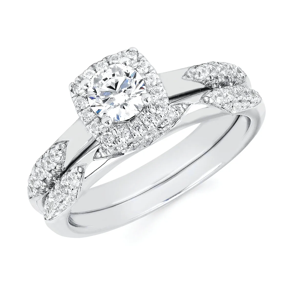 Halo Bridal: 1/5 Ctw. Diamond Halo Semi Mount available for 3/8 Ct. Round Center Diamond in 14K Gold