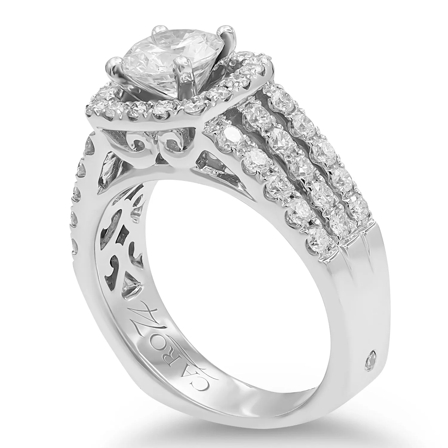 Halo Multi-band Diamond Semi-Mount Ring