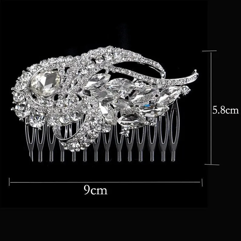 HP-009 l Large Crystal Rhinestone Flower Brooch Brooches SILVER l Rose Gold l GOLD l Bridal l Bridesmaids l Hair Comb