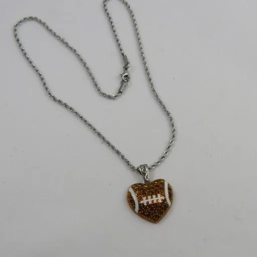 I Love Football Charm Pendant Necklace