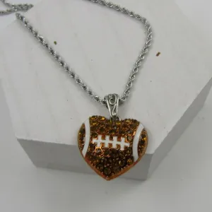 I Love Football Charm Pendant Necklace