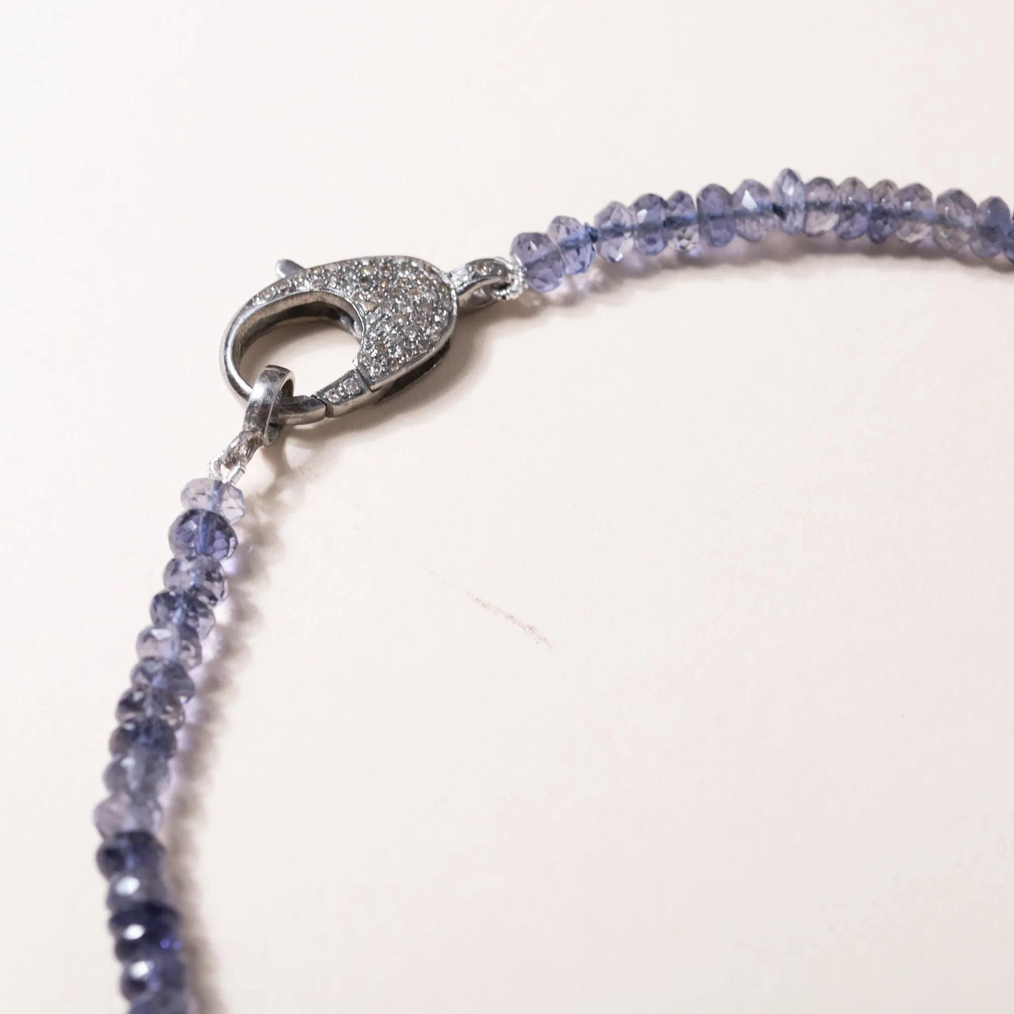 Iolite Necklace with Evil Eyes and Pearls