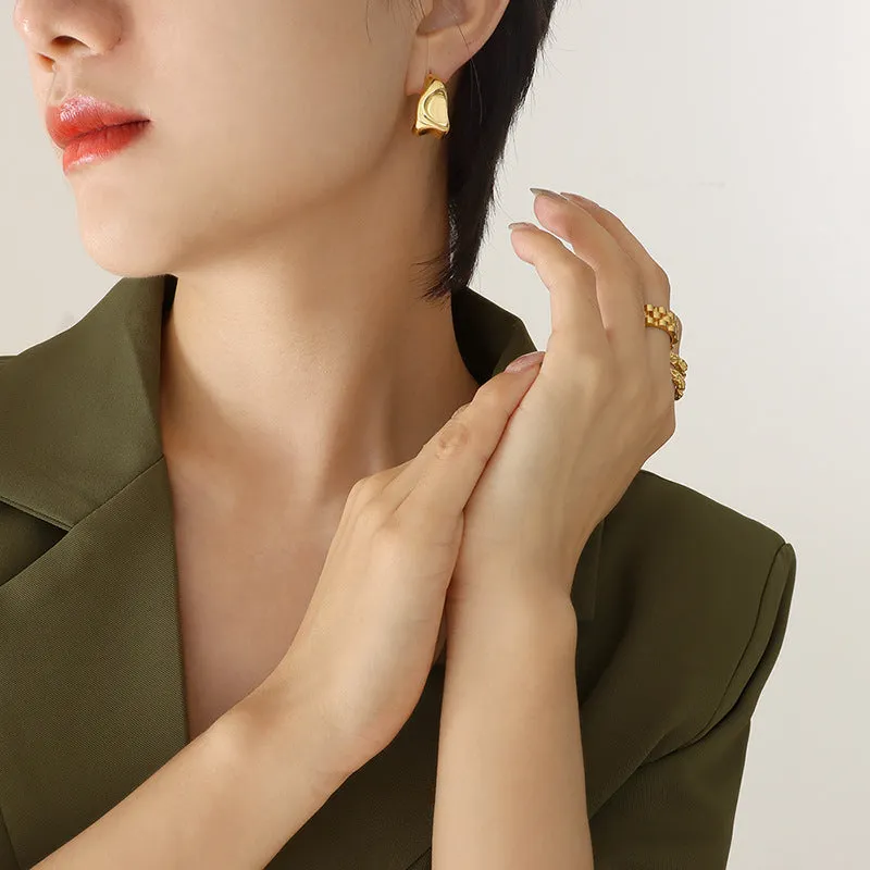 Irregular Geometric Titanium Gold-Plated Stud Earrings - Chic Fashion Jewelry