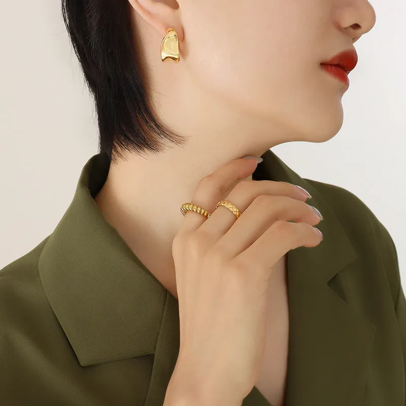 Irregular Geometric Titanium Gold-Plated Stud Earrings - Chic Fashion Jewelry