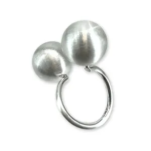 Jacquline Kent Brushed Platinum Pearl Ring