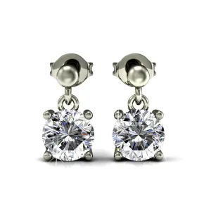 Jamie 18k White Gold Plated Drop Dangle Crystal Stud Earrings