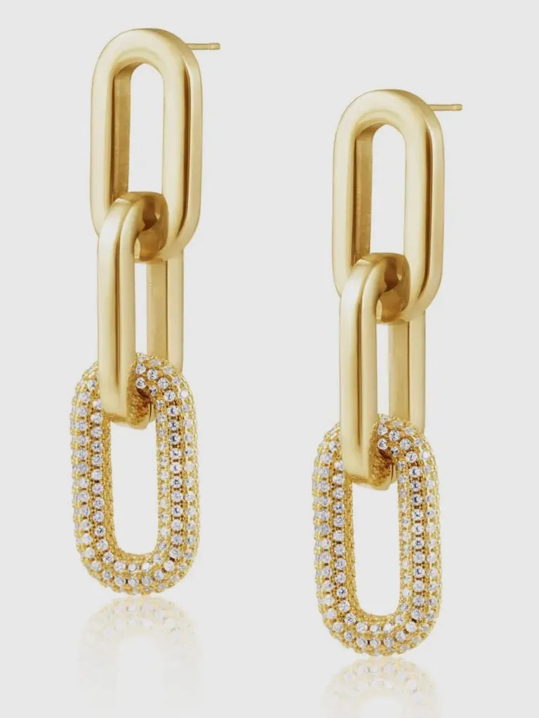 Jenna Pave Earrings - Gold