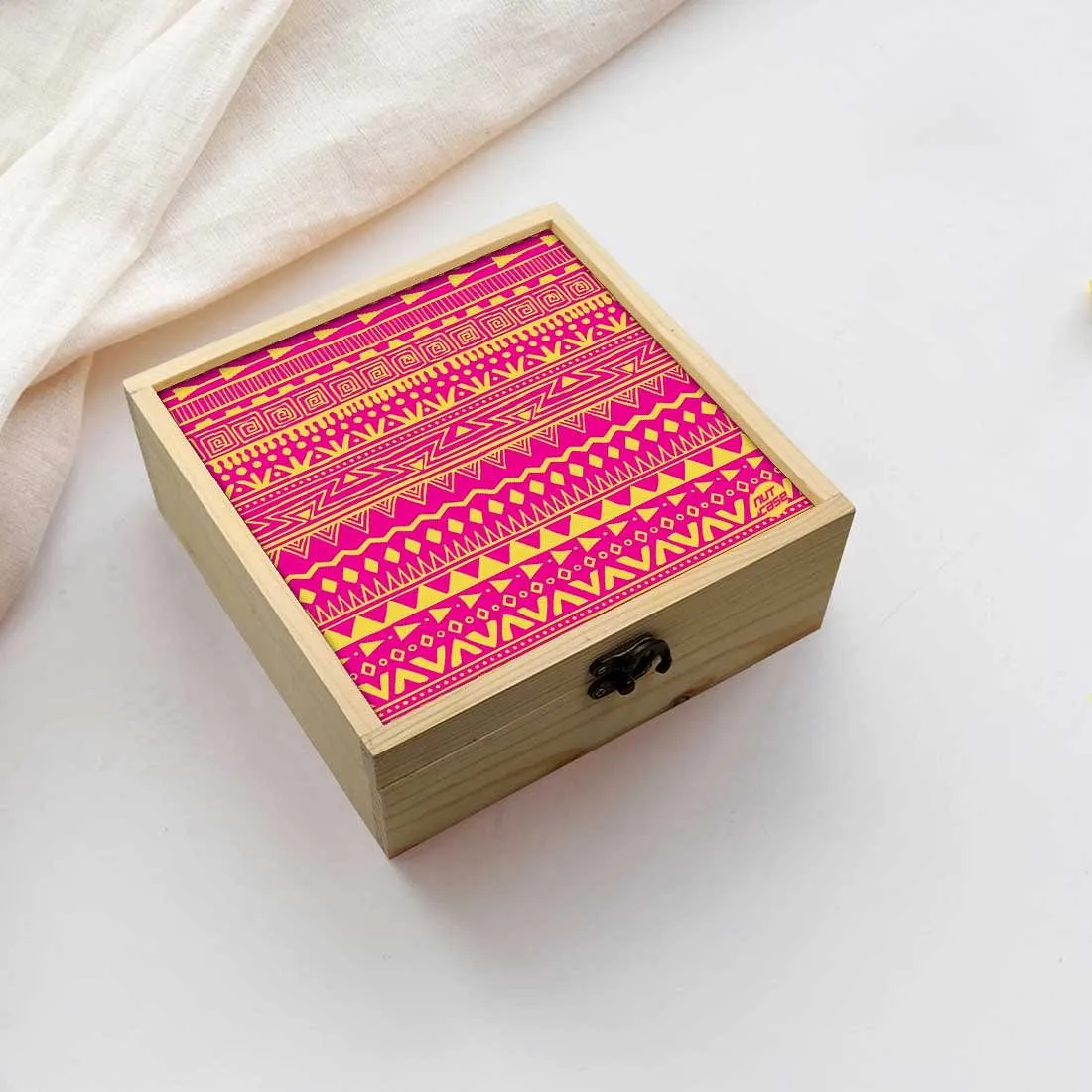 Jewellery Box Makepup Organizer -  Aztec Pattern Pink