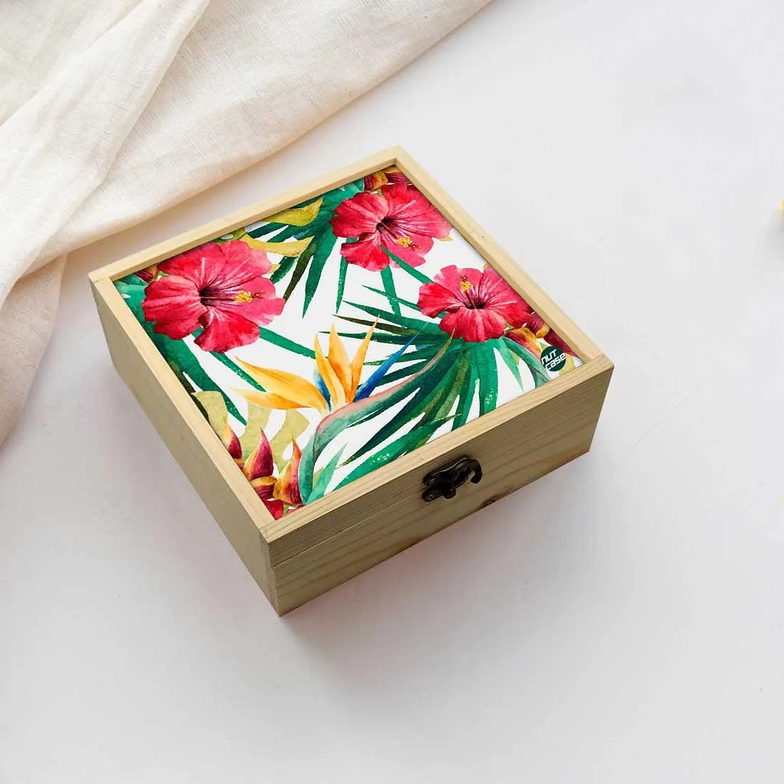 Jewellery Box Makepup Organizer -  Hibiscus Leaves