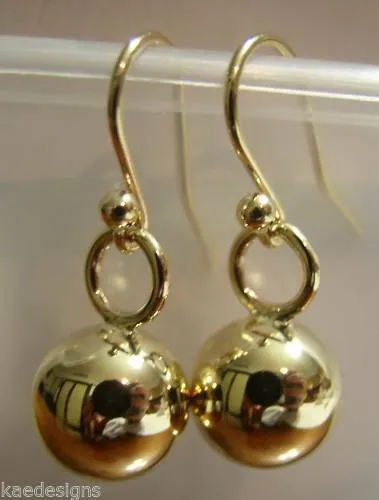 Kaedesigns New 9ct Yellow, Rose or White Gold 10mm Euro Ball Drop Earrings