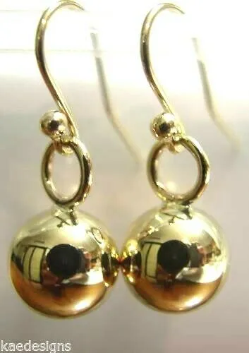 Kaedesigns New 9ct Yellow, Rose or White Gold 10mm Euro Ball Drop Earrings