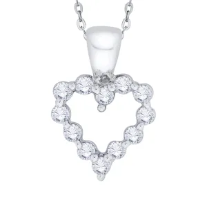 KATARINA 1/4 cttw Prong Set Diamond Heart Pendant Necklace