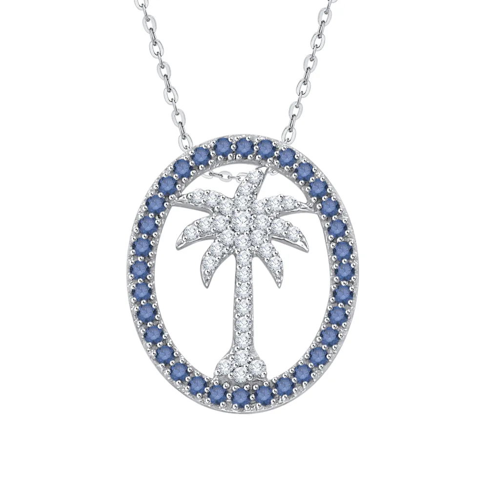 KATARINA Diamond ''Palm Tree in Oval" Pendant Necklace (1/2 cttw GH, I2-I3)