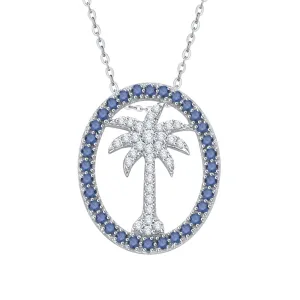 KATARINA Diamond ''Palm Tree in Oval" Pendant Necklace (1/2 cttw GH, I2-I3)